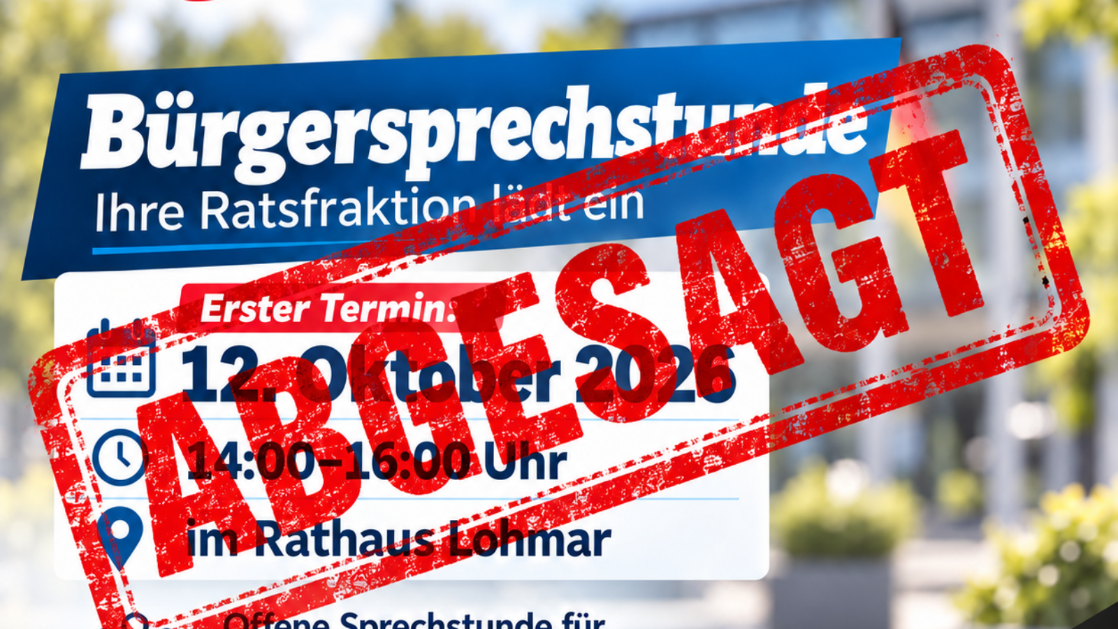Abgesagte Bürgersprechstunde in Lohmar